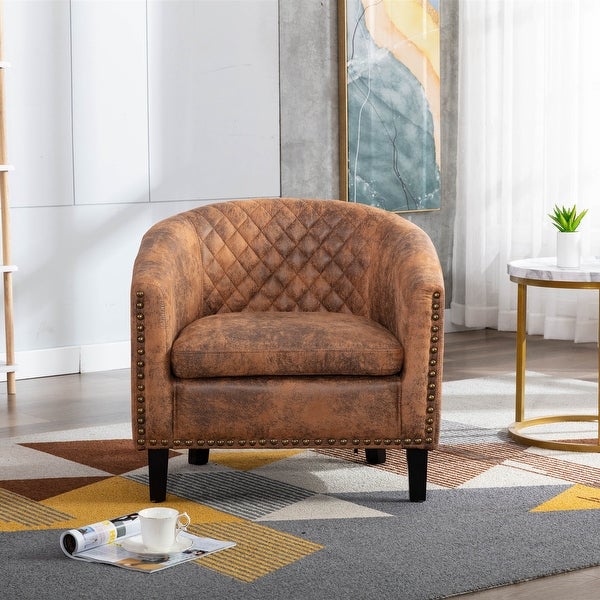 Accent Barrel Chair Living Room Chair with Nailheads