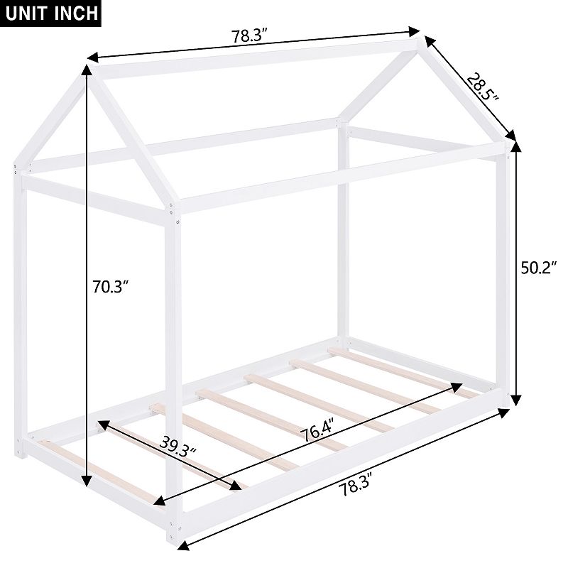 Merax Twin Size Wooden House Bed