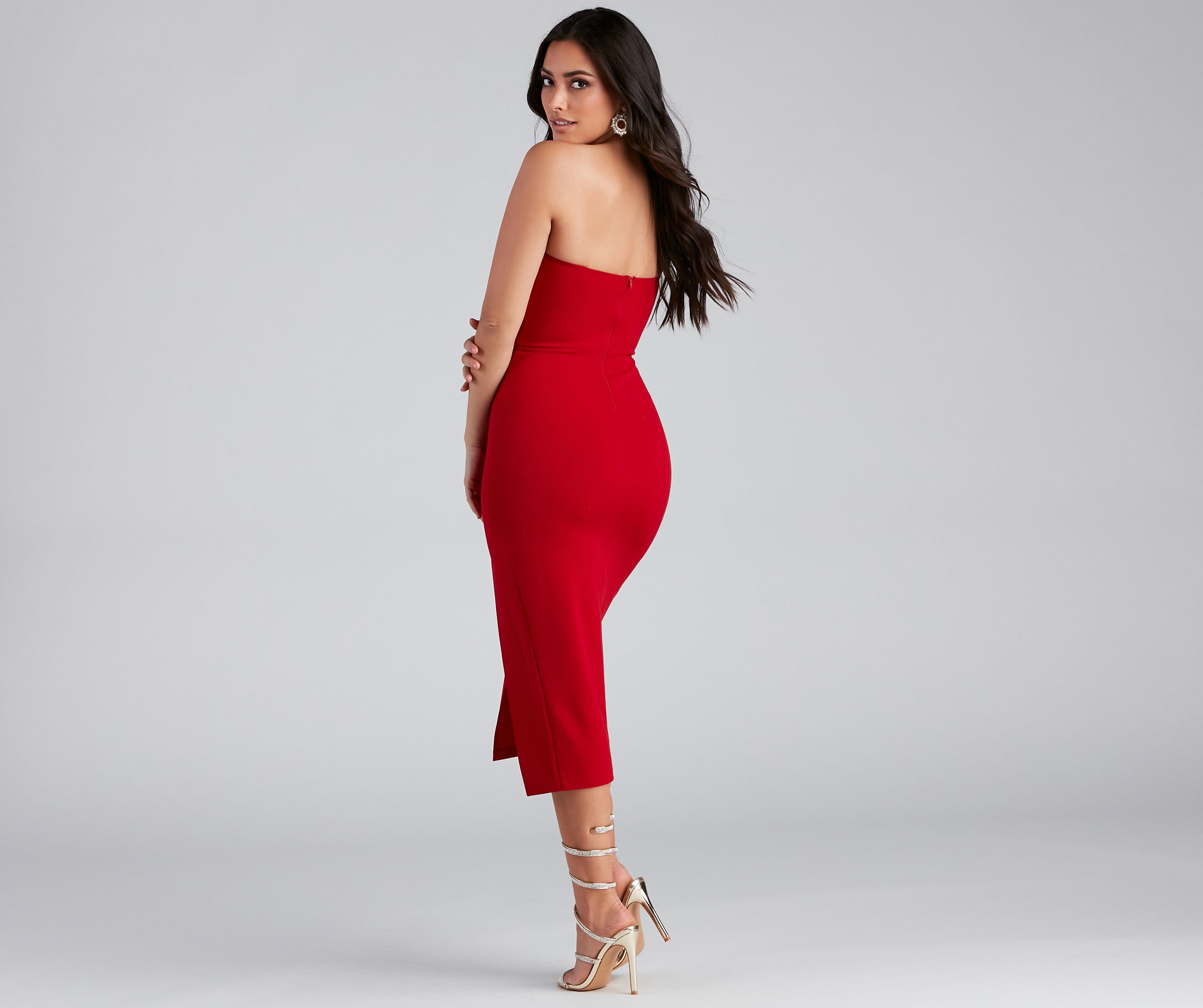 Zadie Formal High-Slit Midi Dress