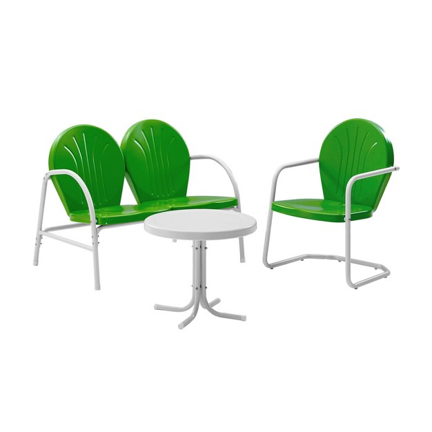 Griffith 3pc Outdoor Conversation Set With Loveseat Chair amp Accent Table Kelly Green Crosley