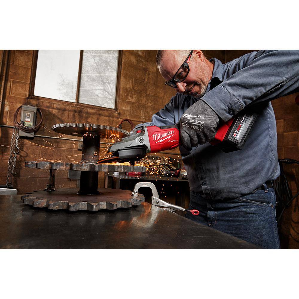 MW M18 FUEL 18-Volt Lithium-Ion Brushless Cordless 5 in. Flathead Braking Grinder with Paddle Switch No-Lock (2-Piece) 2886-20-2886-20