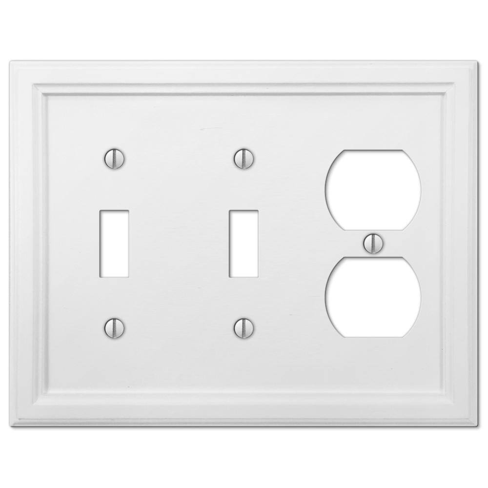 AMERELLE Elly 3 Gang 2-Toggle and 1-Duplex Composite Wall Plate - White 4052TTDW