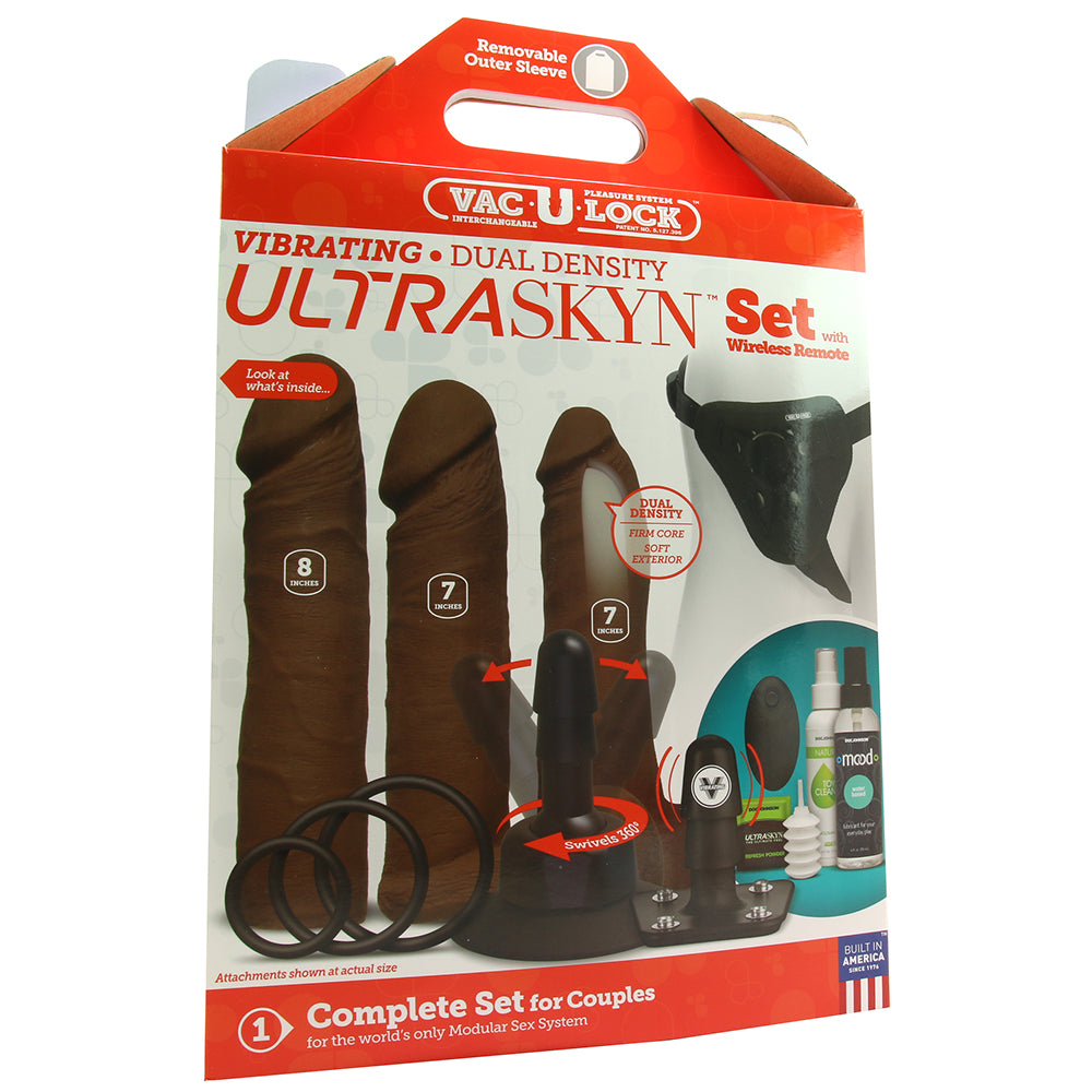 Vac-U-Lock Vibrating Harness Set in Chocolate