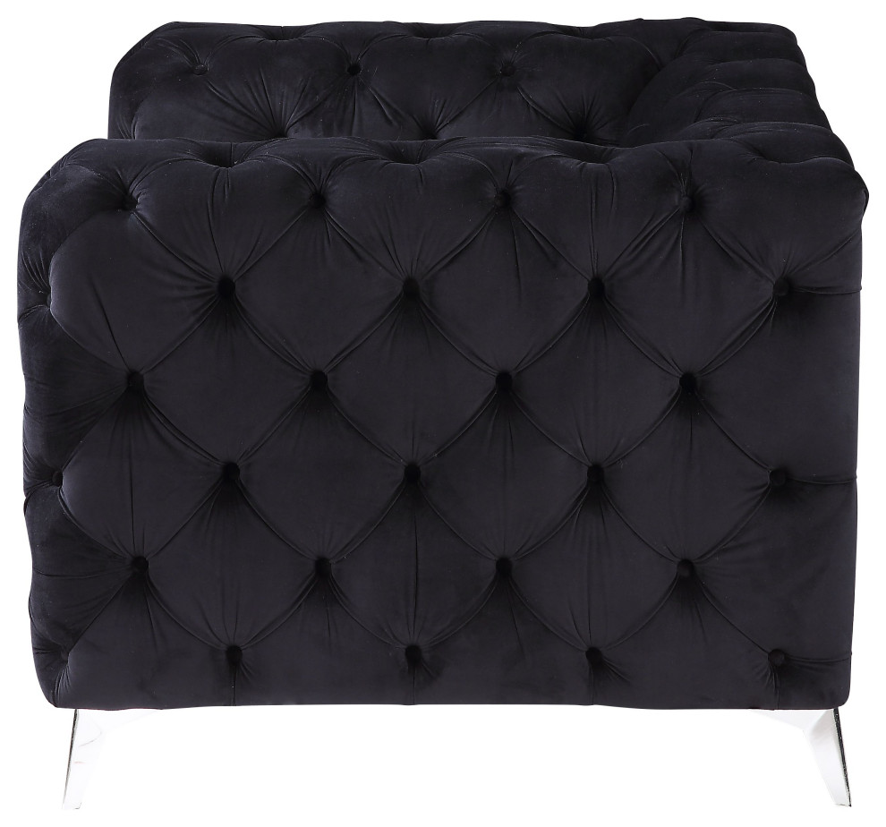 Phifina Sofa With 2 Pillows  Black Velvet   Midcentury   Sofas   by Acme Furniture  Houzz