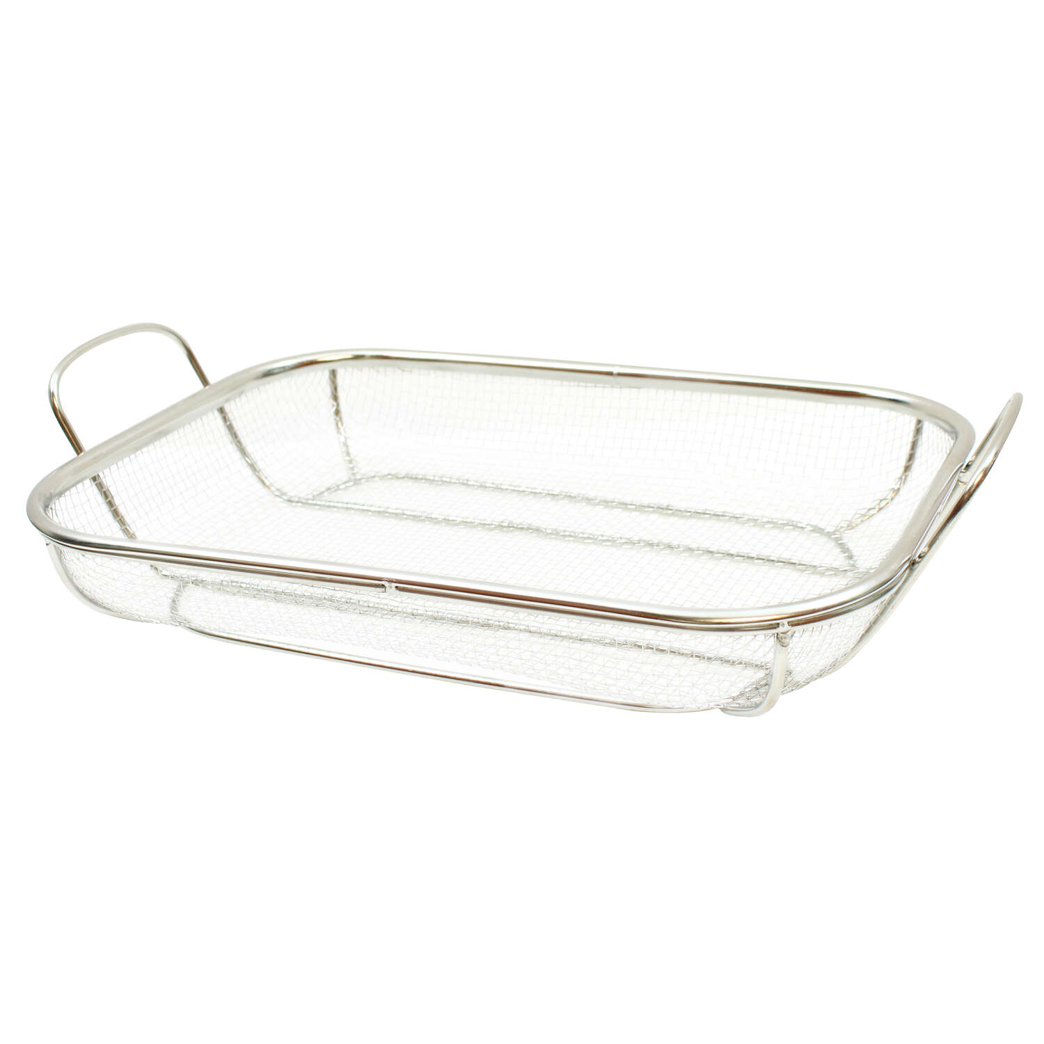 TableCraft BBQ Silver Stainless Steel Rectangular Grilling Basket