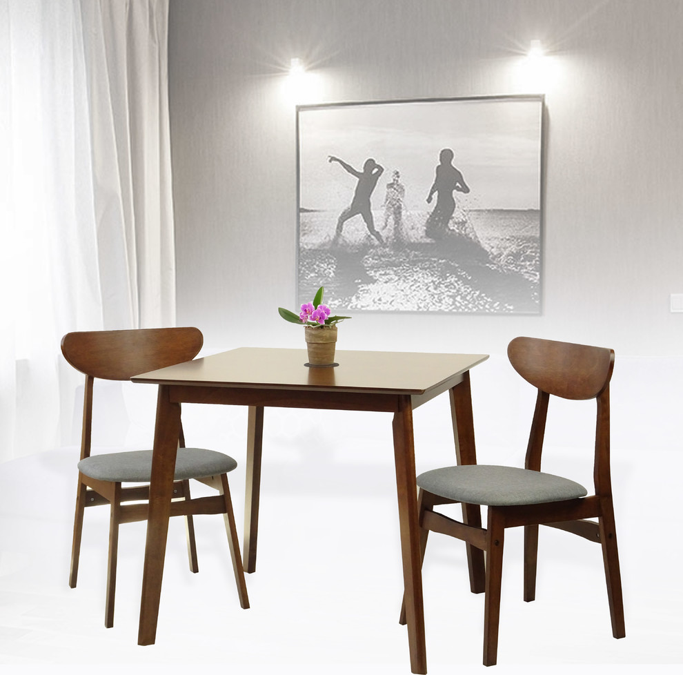 Yumiko Dining Side Chairs  Solid Wood  Medium Brown   Midcentury   Dining Chairs   by RattanUSA  Houzz