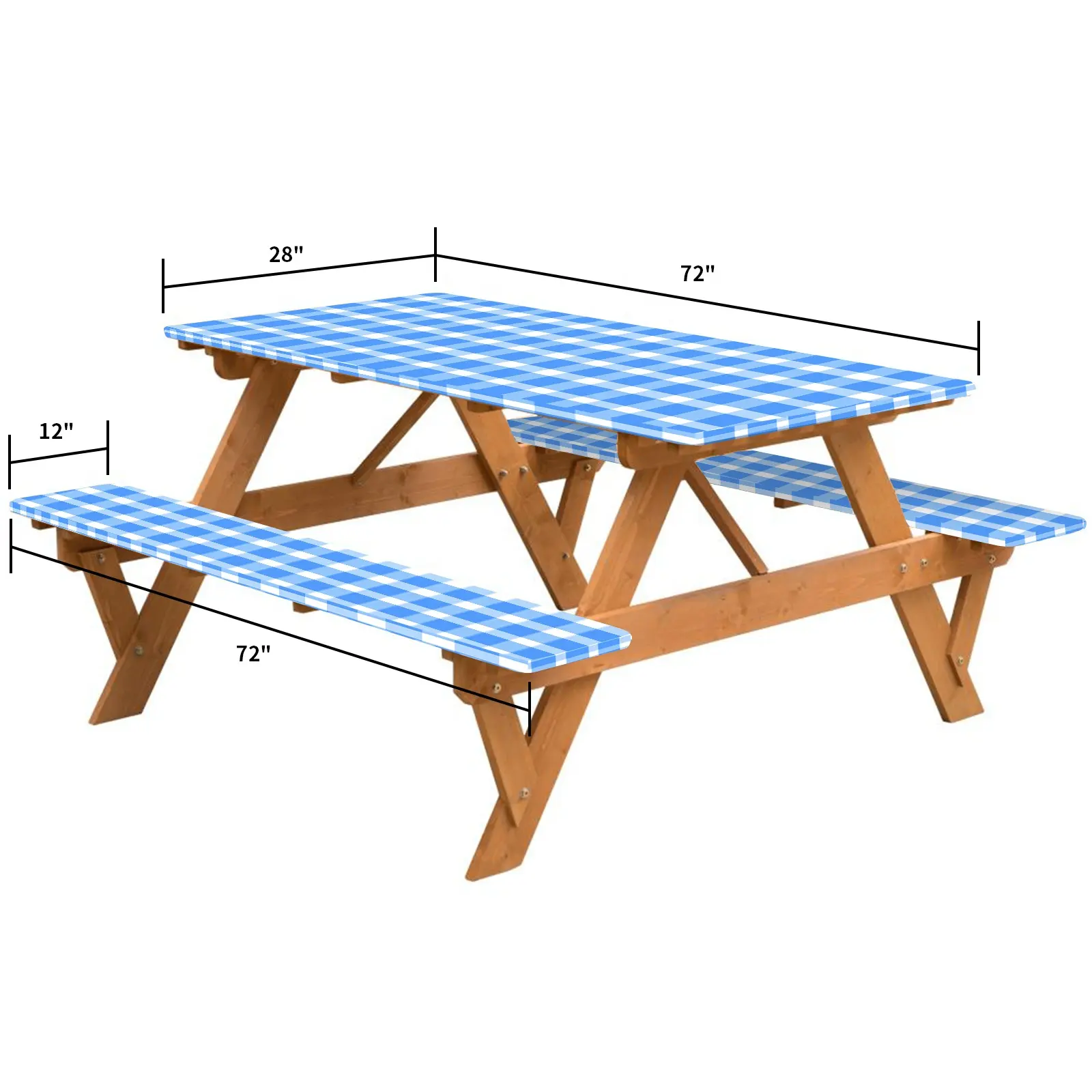 DE0408 Tablecloth and Seat Covers for Party and Outdoor Picnic Table Bench Cover for  RV Camping Accessories