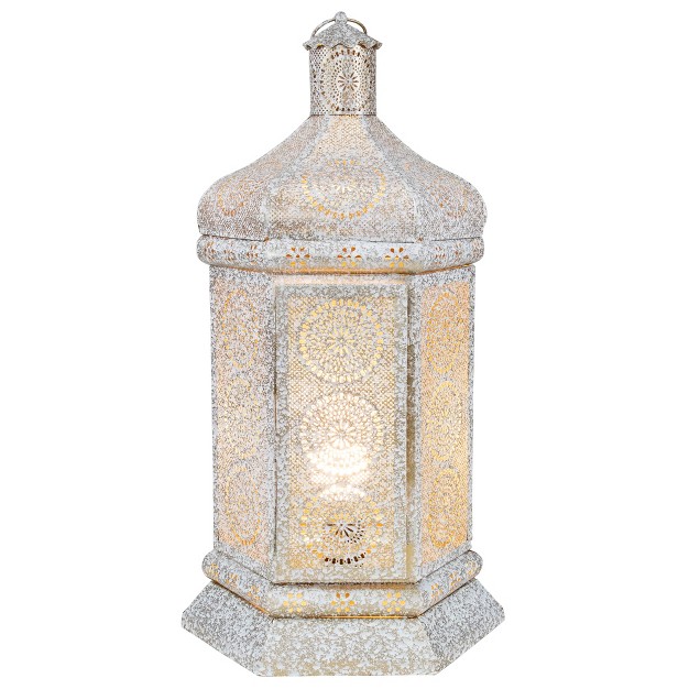 White And Gold Moroccan Style Lantern Table Lamp