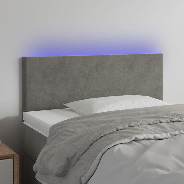 vidaXL LED Headboard Velvet Bedroom Furniture Dark Gray/Light Gray Multi Sizes - - 37421112