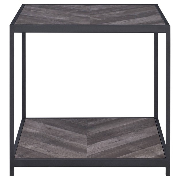 Beckley Wood End Table Gray Herringbone black Coaster