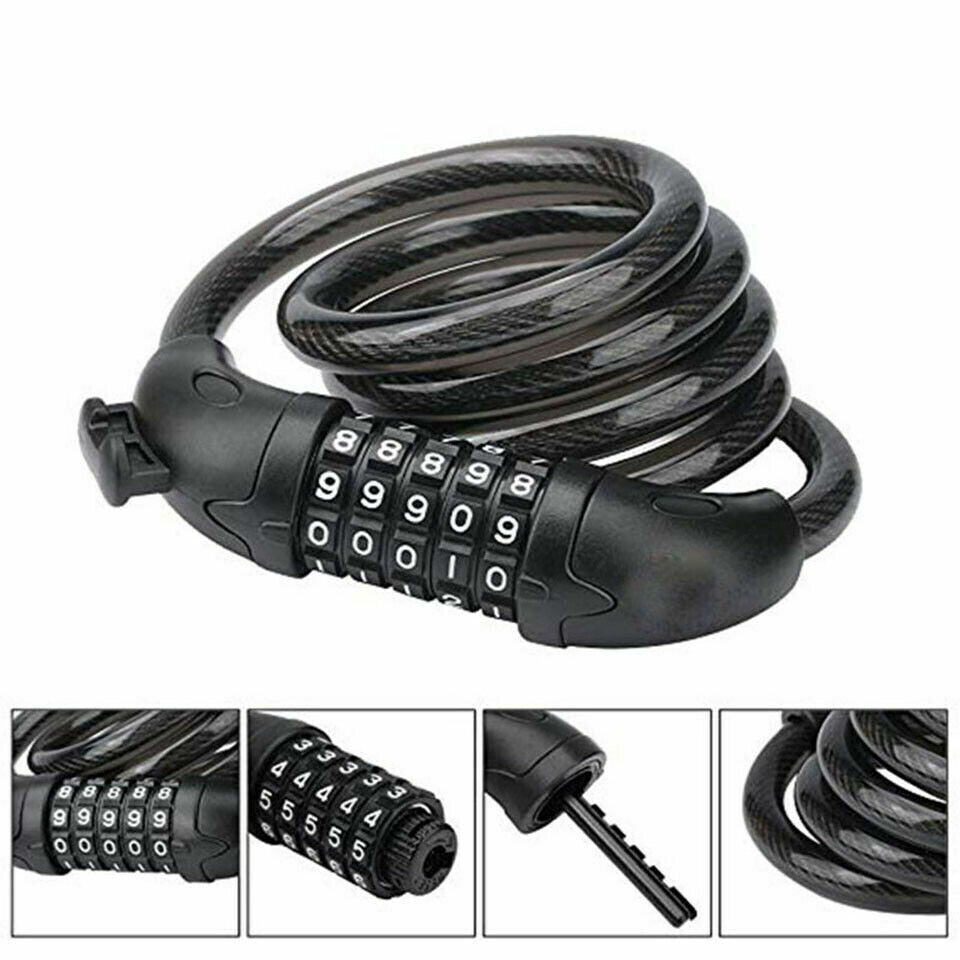 Bike Lock 5 Digital Bicycle Lock Cable Heavy Duty Combination Password Security Chain Wire Bike Lock