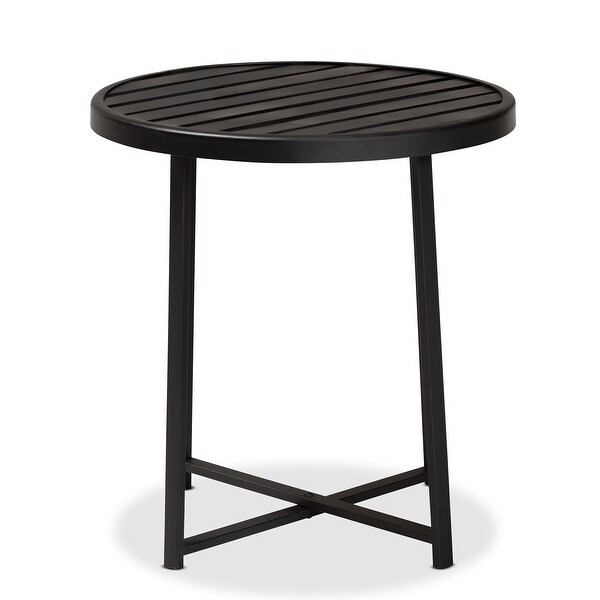 Sadiya Modern Industrial Black Finished Metal Outdoor Side Table