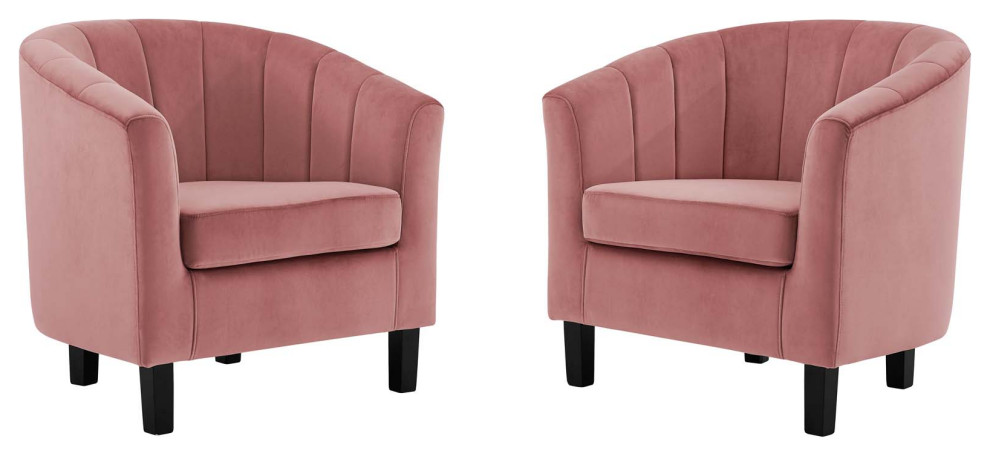 Prospect Channel Tufted Performance Velvet Armchair Set of 2   Dusty Rose   Contemporary   Armchairs And Accent Chairs   by First of a Kind USA Inc  Houzz