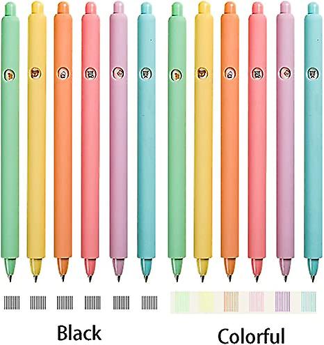 12 Pieces Ballpoint Pens With Multicolor Ink， Creative Cartoon Emoticon Ballpoint Pens Set Party Decoration Office School Supplies - Morandi Color