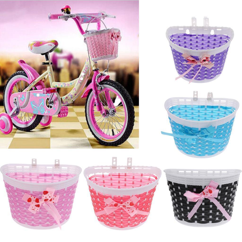 2 Pcs Girl bike Front Basket For Front / Handlebar Mountable Basket and Pink