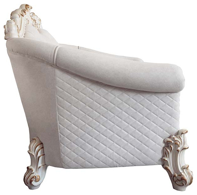 Acme Vendome II Loveseat With 4 Pillows Two Tone Ivory Fabric and Antique Pearl   Victorian   Loveseats   by AMOC  Houzz