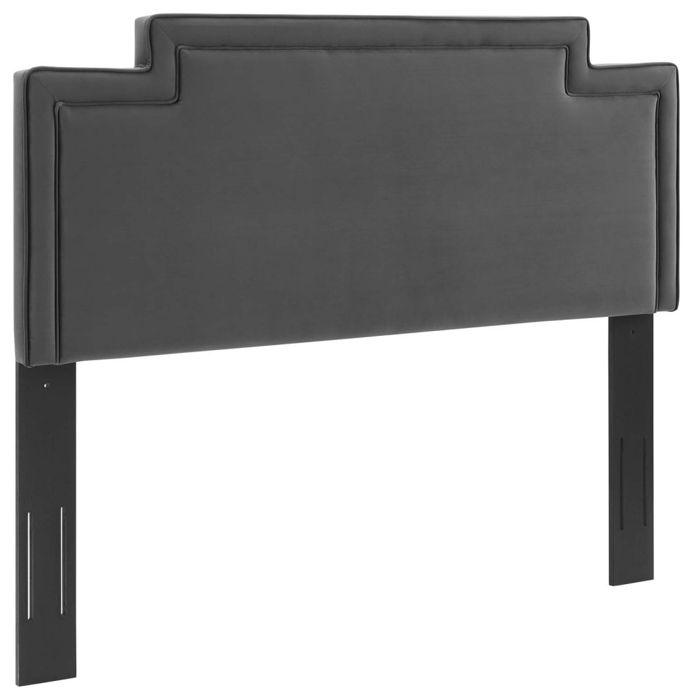 Transfix Performance Velvet Full/Queen Headboard  Charcoal   Transitional   Headboards   by Homesquare  Houzz