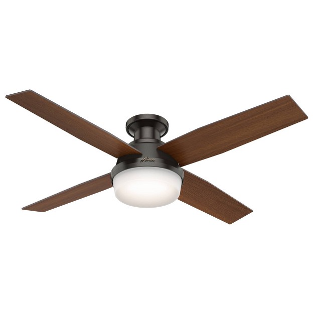 Dempsey Low Profile Ceiling Fan With Remote includes Led Light Bulb Hunter Fan