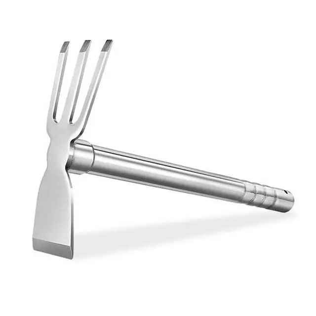Wholesales Hot Sale Chinese Small Stainless Steel Dual Headed 4 Prong Garden Hoe Fork Hand Weeding Tool Manufacturer