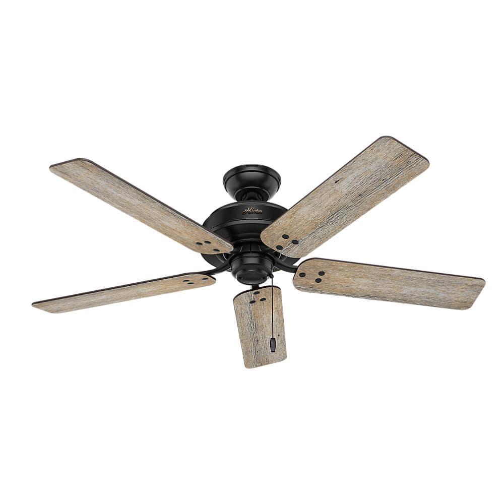 Hunter Port Isabel 52 in LED IndoorOutdoor Matte Black Ceiling Fan with Light Kit