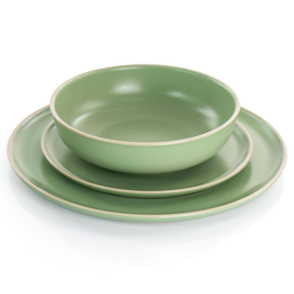 GIBSON elite Serenade 16-Piece Green Round Stoneware Dinnerware Set 985114545M