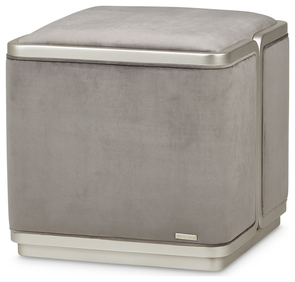 Linea Ottoman   Gray Pearl/Silver Mist   Contemporary   Footstools And Ottomans   by Michael Amini  Houzz