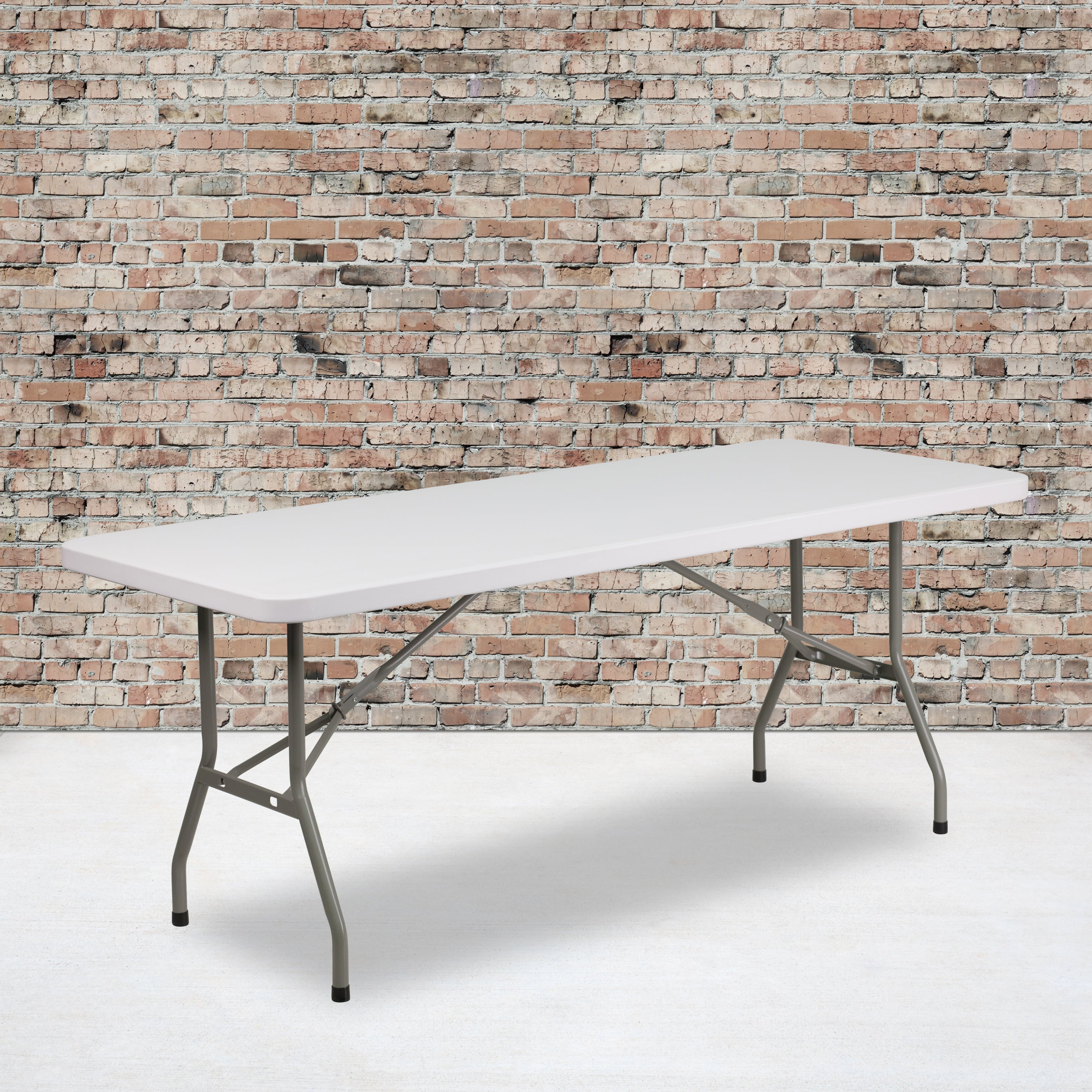 Flash Furniture 6-Foot Granite White Plastic Folding Table