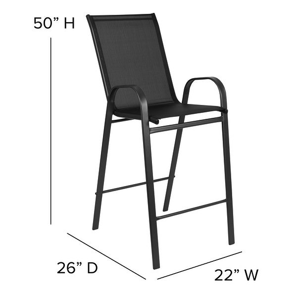 3 Piece Outdoor Glass Bar Patio Table Set with 2 Barstools - Overstock - 32292022