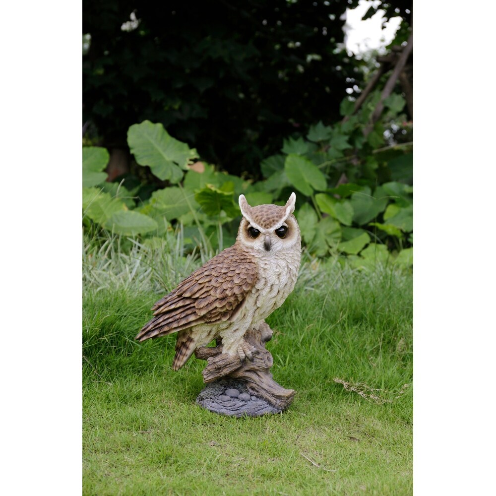 Large Long Eared Owl On Stump Statue