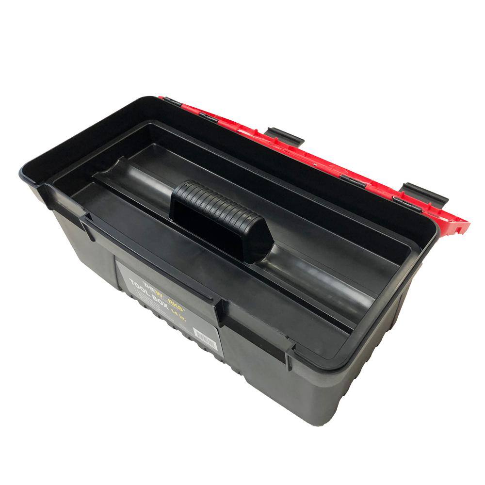 THEWORKS 14 in. Tool Box with Lid Organizers and Removable Tool Tray TBT14