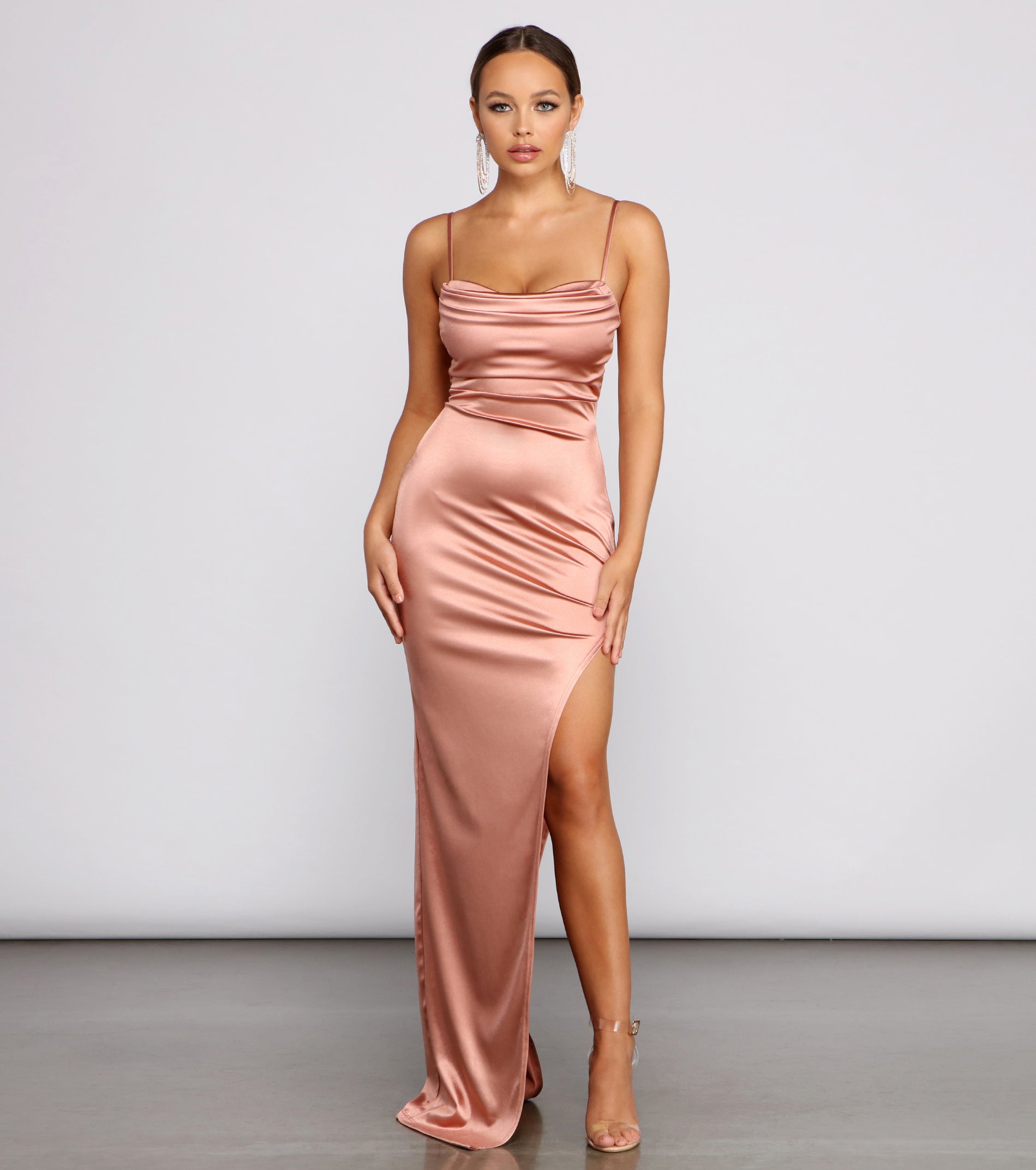 Lola High Slit Satin Dress