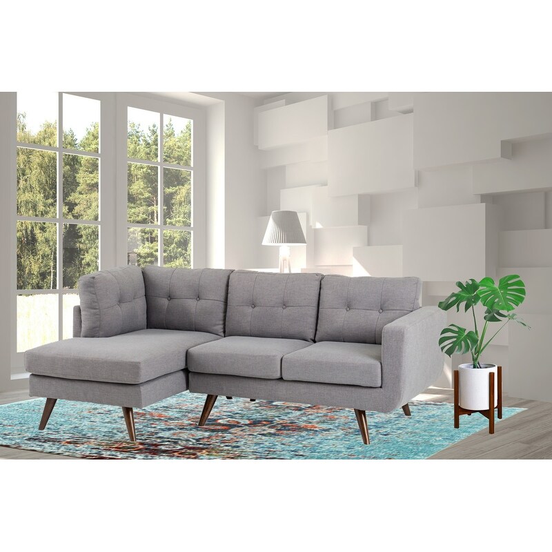 Mid Century Drake Upholstery Fabric Sectional In Light Gray