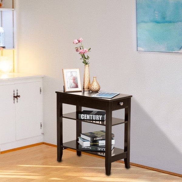 2-Layer Simple Nightstand Bedside Table with Drawers