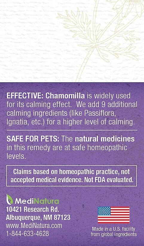 MediNatura T-Relief Chamomilla +9 Homeopathic Medicine for Anxiety for Dogs， Cats and Horses， 90 count