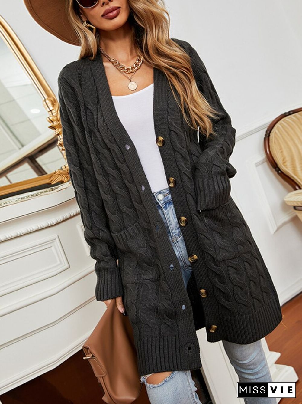 Autumn Winter Solid Color Long Sweater Long Sleeve Sweater Oversized Cardigan Casual Women's Sweater Winter Clothes Women