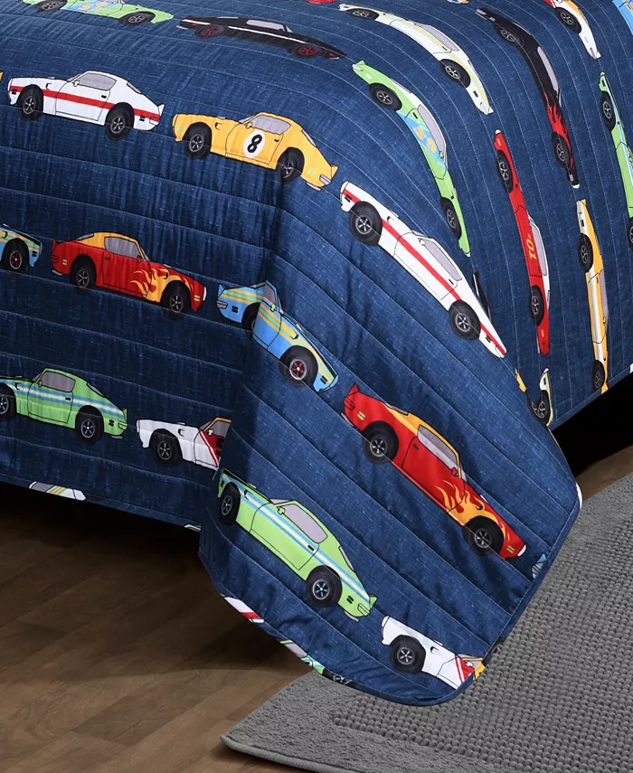 Lush Dandeacute;cor Race Cars Reversible 2-Piece Twin Quilt Set