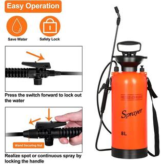 Tidoin 2 Gal. Lawn Pump Sprayer Watering Can with 2 Different Spray Patterns and Pressure Relief Valve DHS-YDW1-321