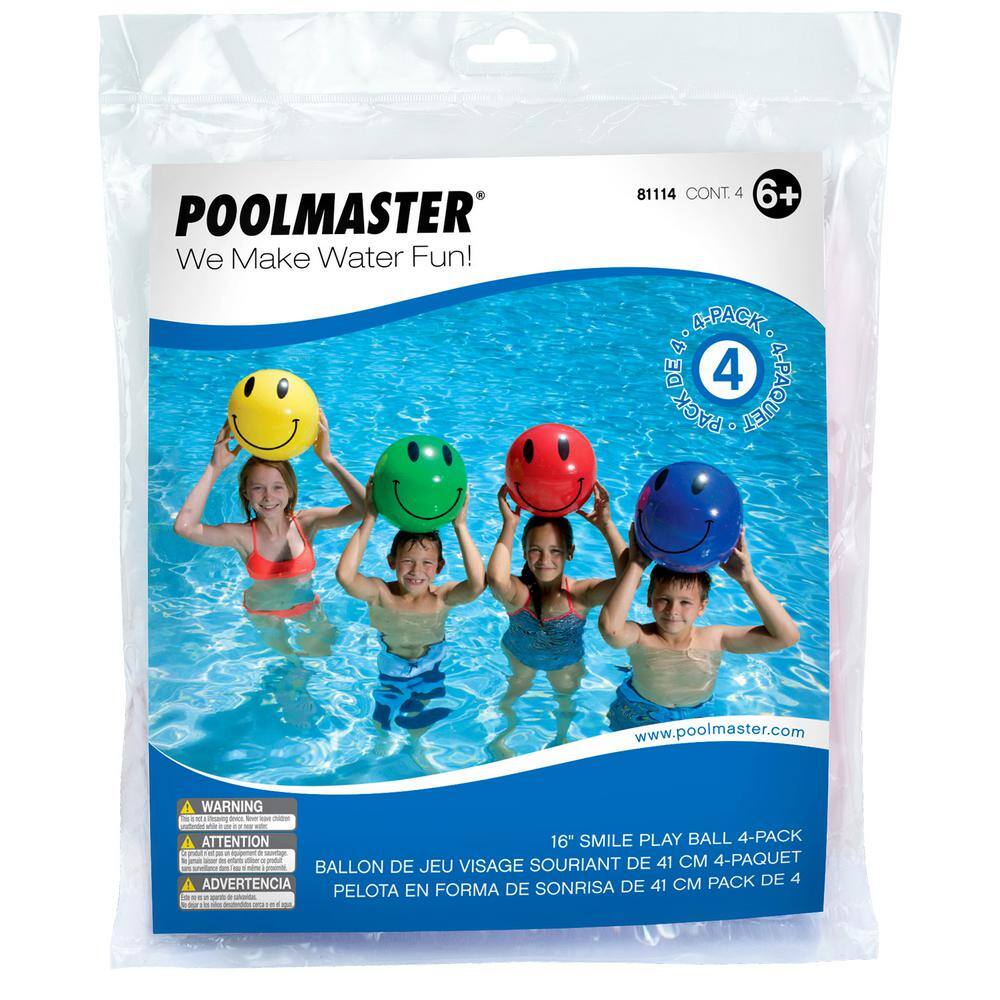 Poolmaster 16 in. Smile Play Beach Balls (4-Pack) 81114