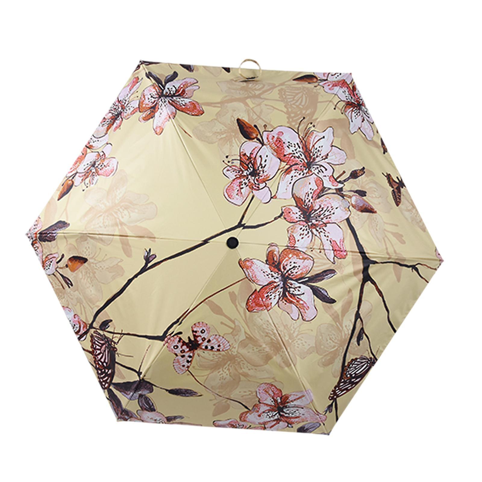 Compact Umbrella Lightweight Compact Manual Open And Close Umbrella For Rain Yellow With Coating