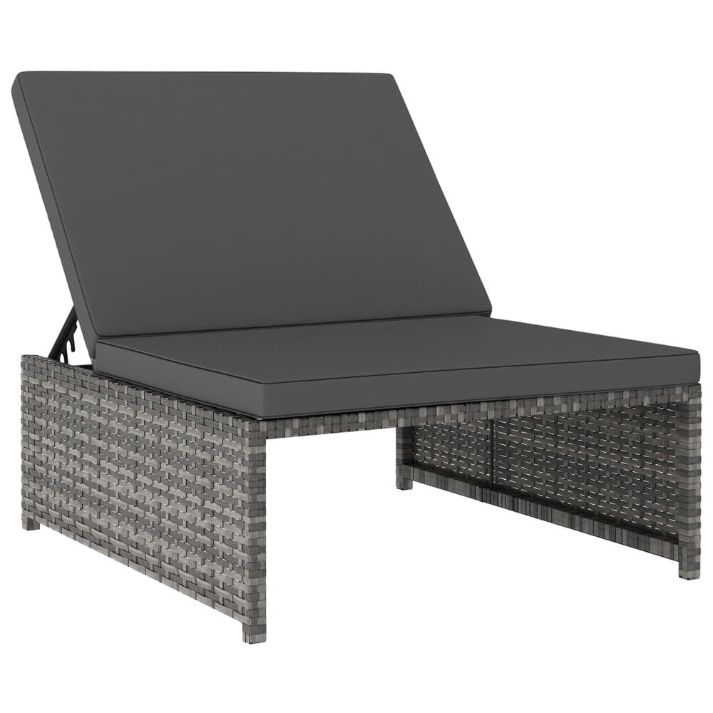 vidaXL Sun Loungers 2 pcs with Table Poly Rattan Gray