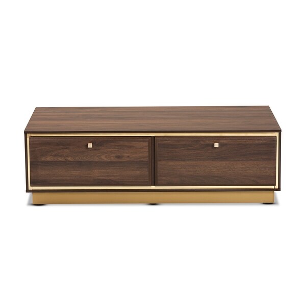 Cormac Transitional Wood and Metal 2-Drawer Coffee Table