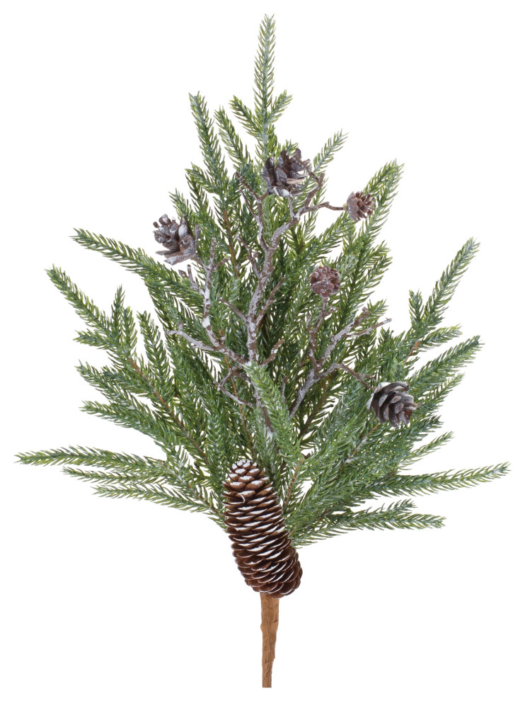 Pine and Cone Stem  Set of 6   Traditional   Christmas Ornaments   by Melrose International LLC  Houzz