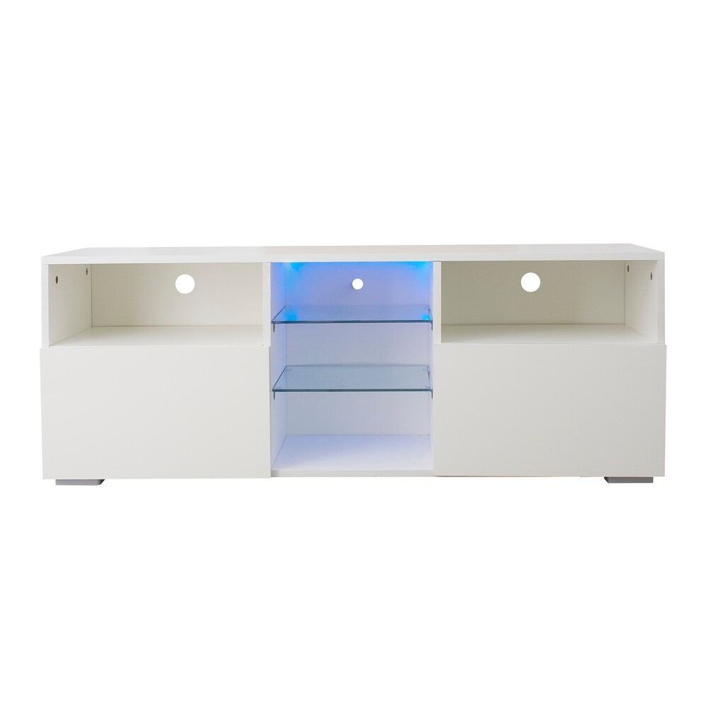 Minimalist TV Stand with LED Lights and Storage Drawers for 55\