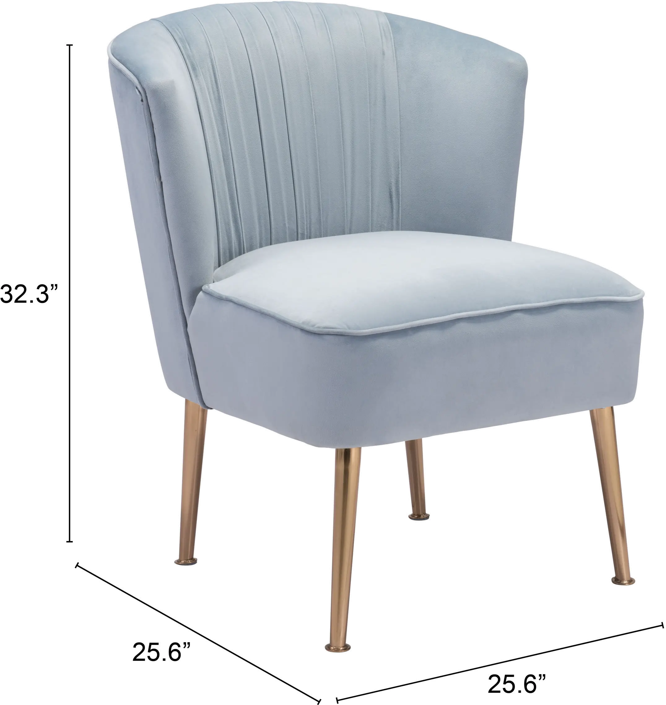 Andes Glam Blue Velvet Accent Chair