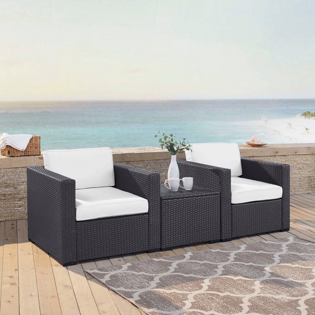 Biscayne 3pc Outdoor Wicker Seating Set White Crosley