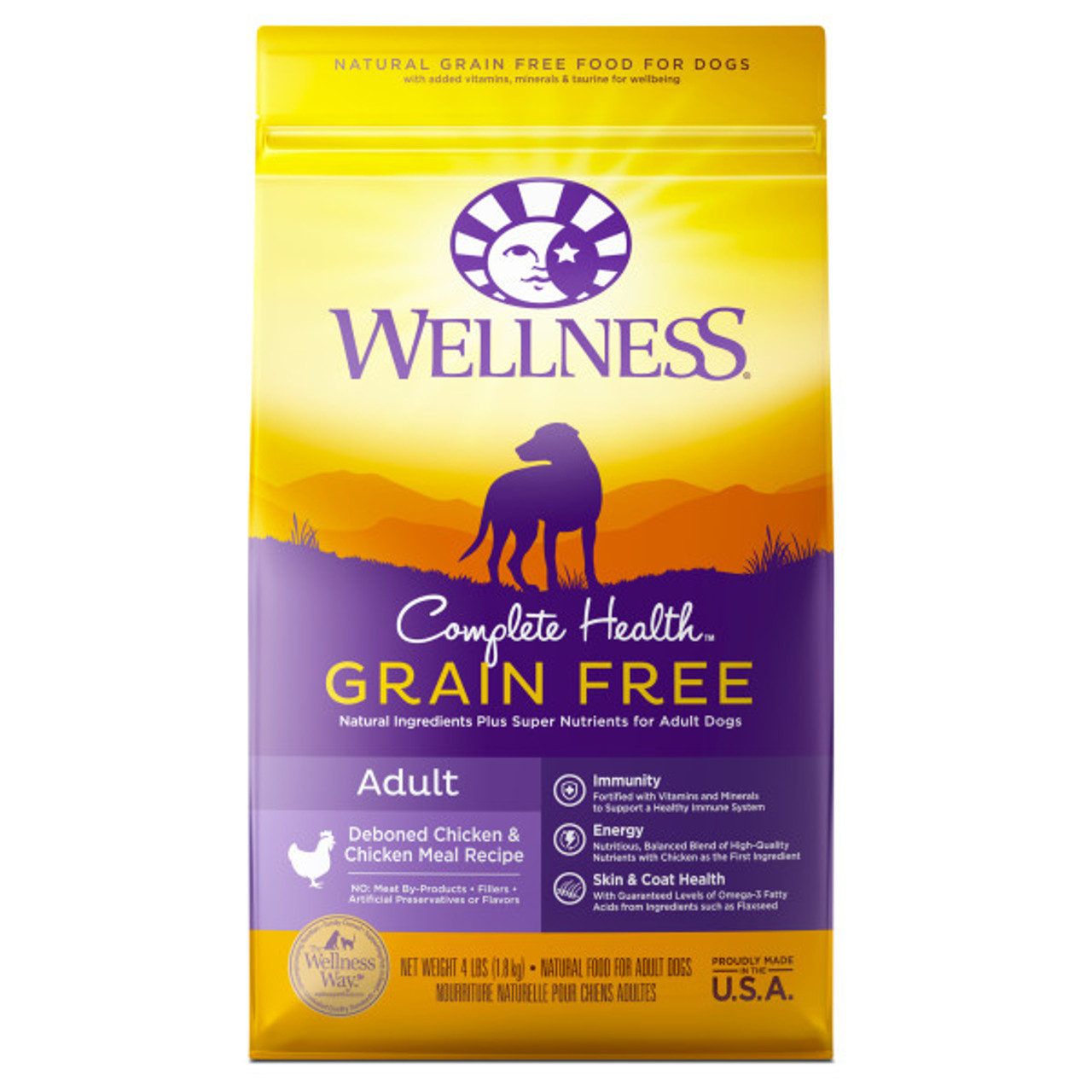 Wellness Complete Health Chicken Grain Free Dog Food， 4 Lb. Bag