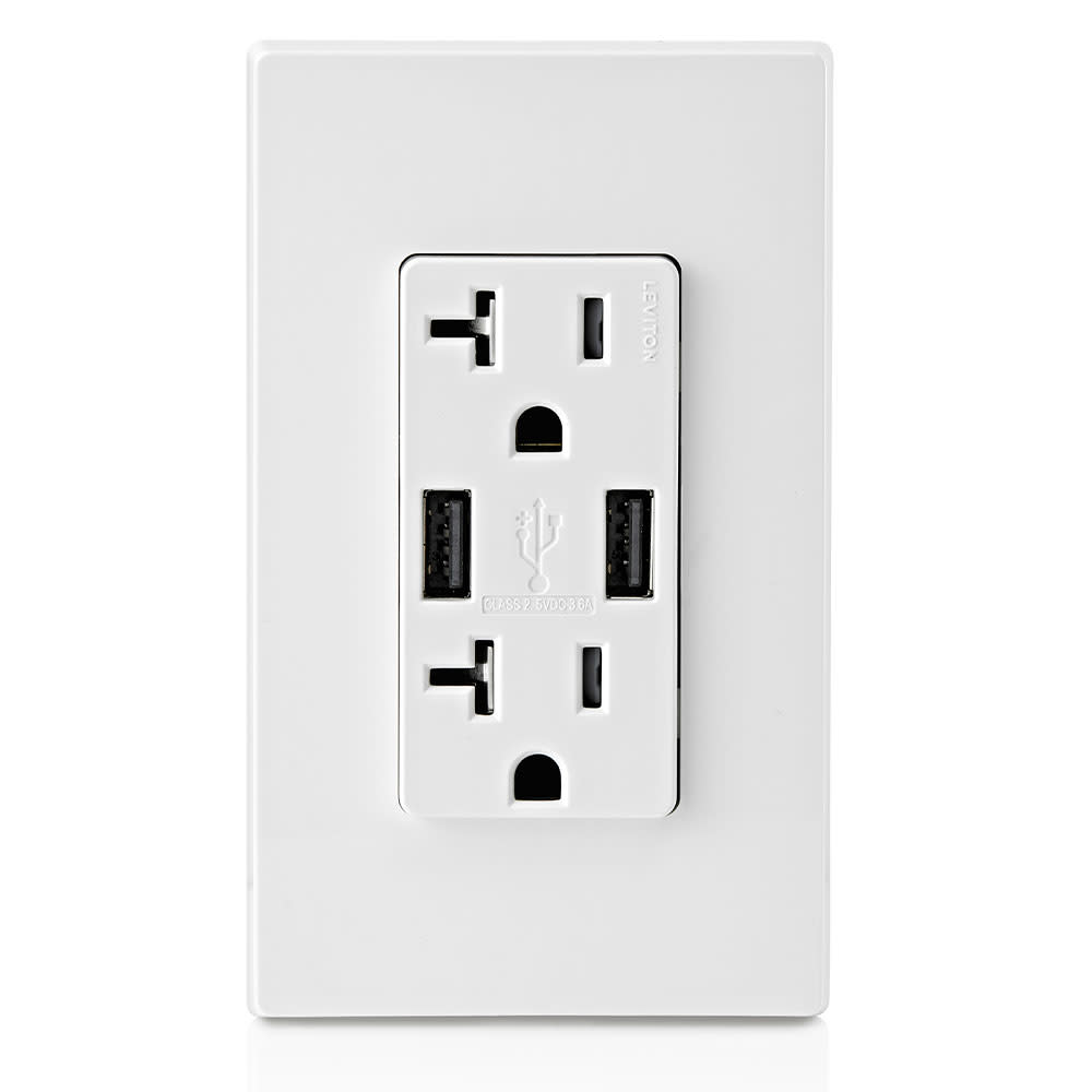 Leviton Combination Duplex Receptacle/Outlet 20A 125V White