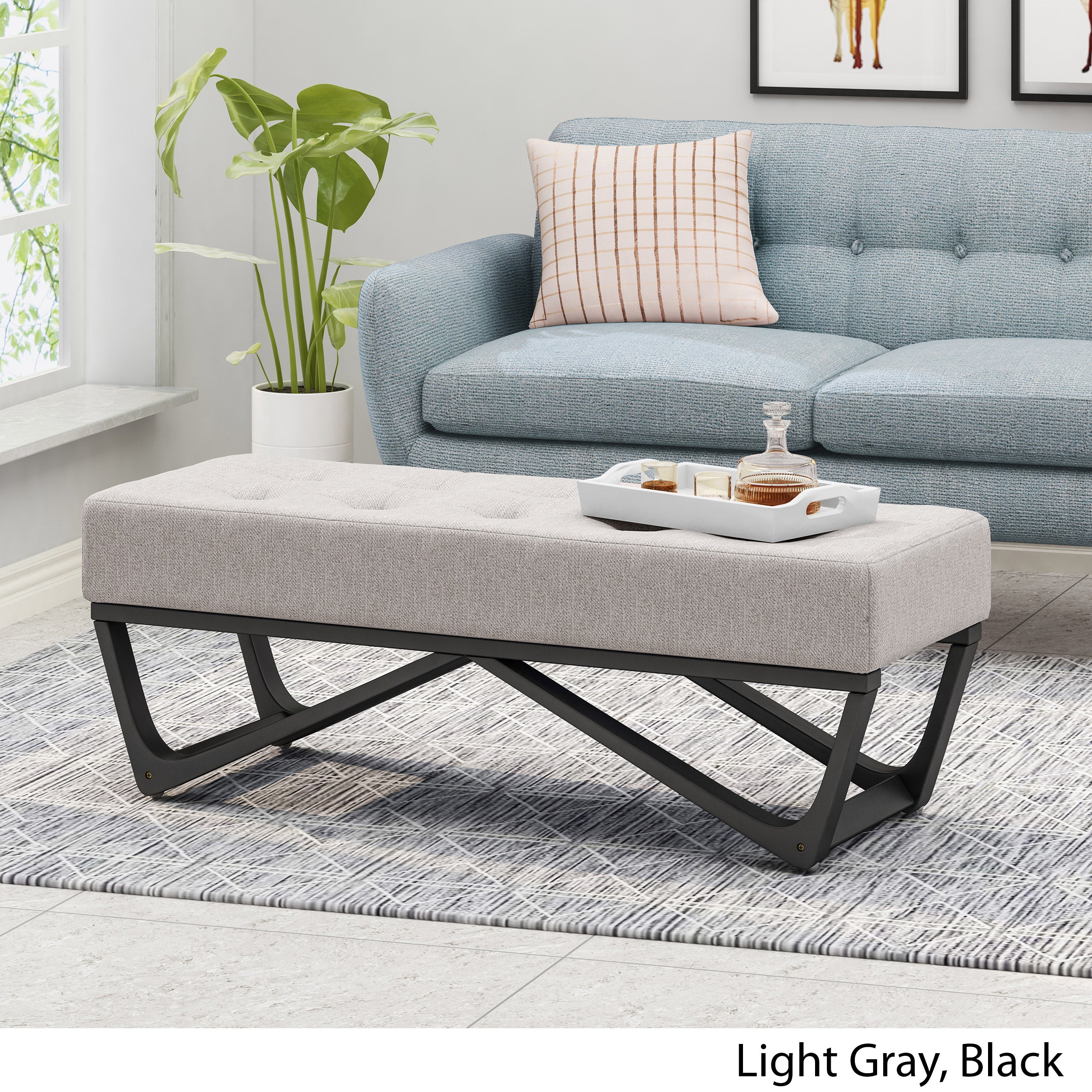 Emily Contemporary Fabric Ottoman Bench