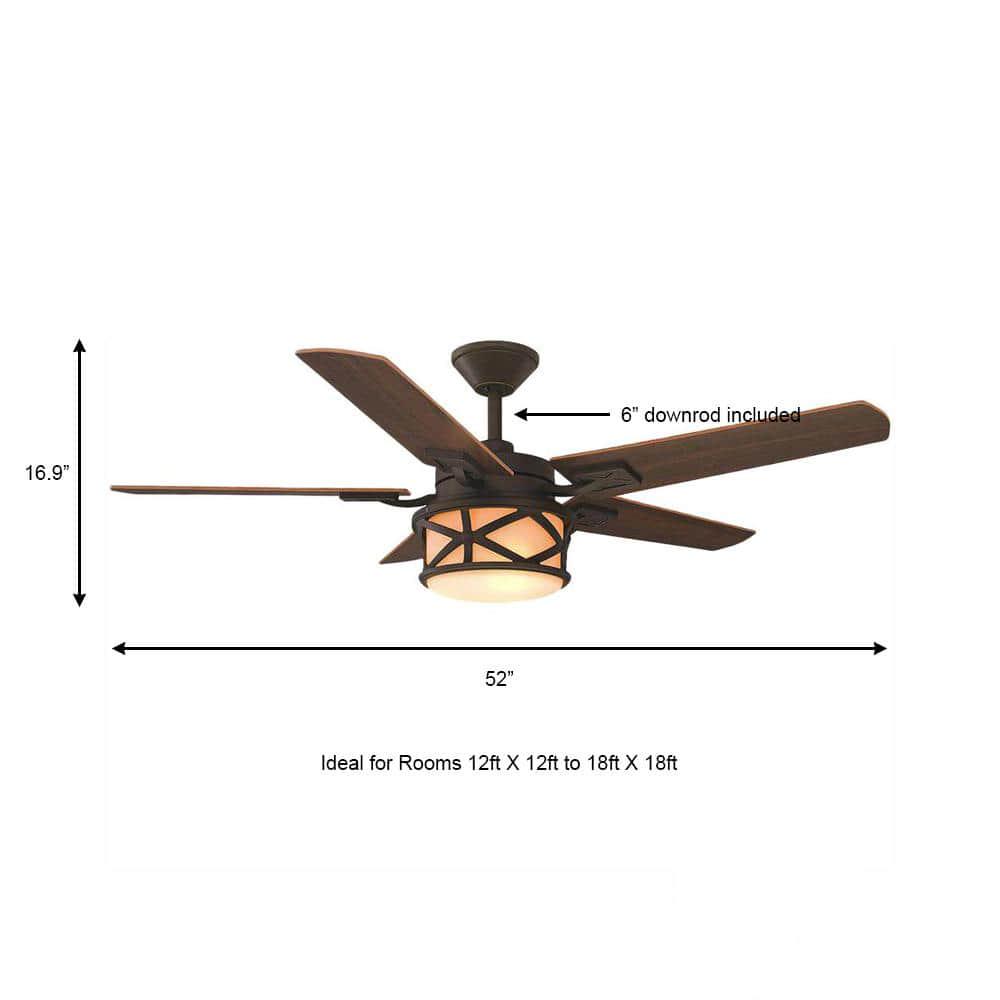 Home Decorators Collection Copley 52 in IndoorOutdoor LED Oil Rubbed Bronze Ceiling Fan with Light Kit Downrod Remote and Reversible Blades