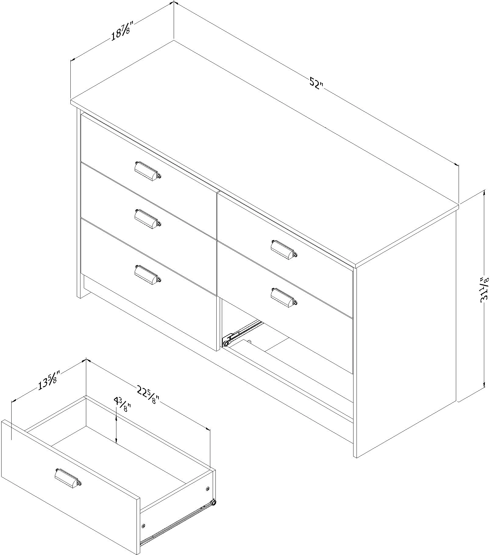 Hulric White 6-Drawer Dresser - South Shore